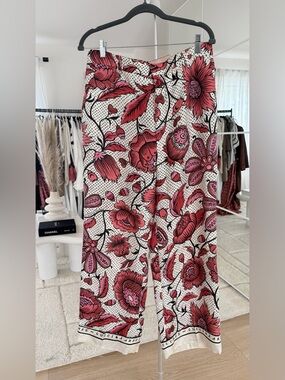 Gucci Pink, Black & Cream Floral Wide-Leg Pants